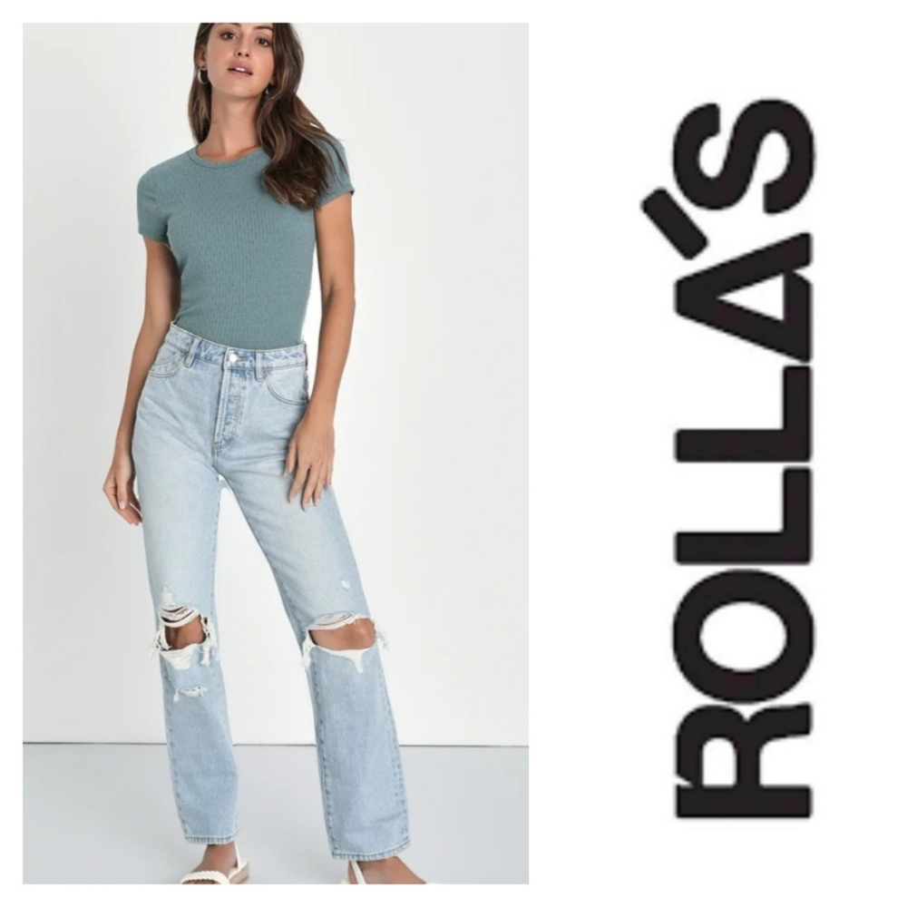Rolla's High Rise Straight Denim Jean Size 27 9 No Stretch All Cotton